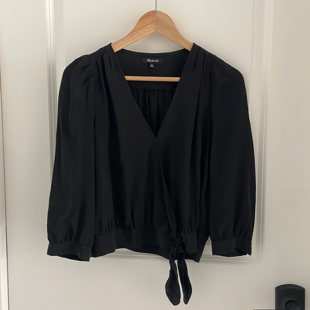 Madewell black silk blouse